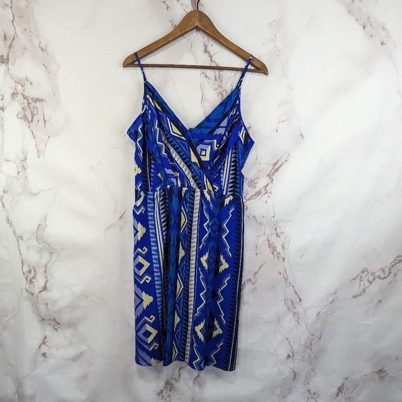 Yumi Kim Dresses & Skirts - Yumi Kim Dress Womens Large Aztec Southwestern Blue Mini Sun Summer Spaghetti